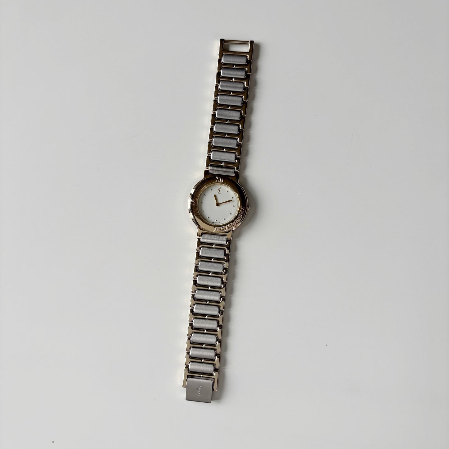 Yves Saint Laurent 1990s Round Dial Two Tone Watch (Large)