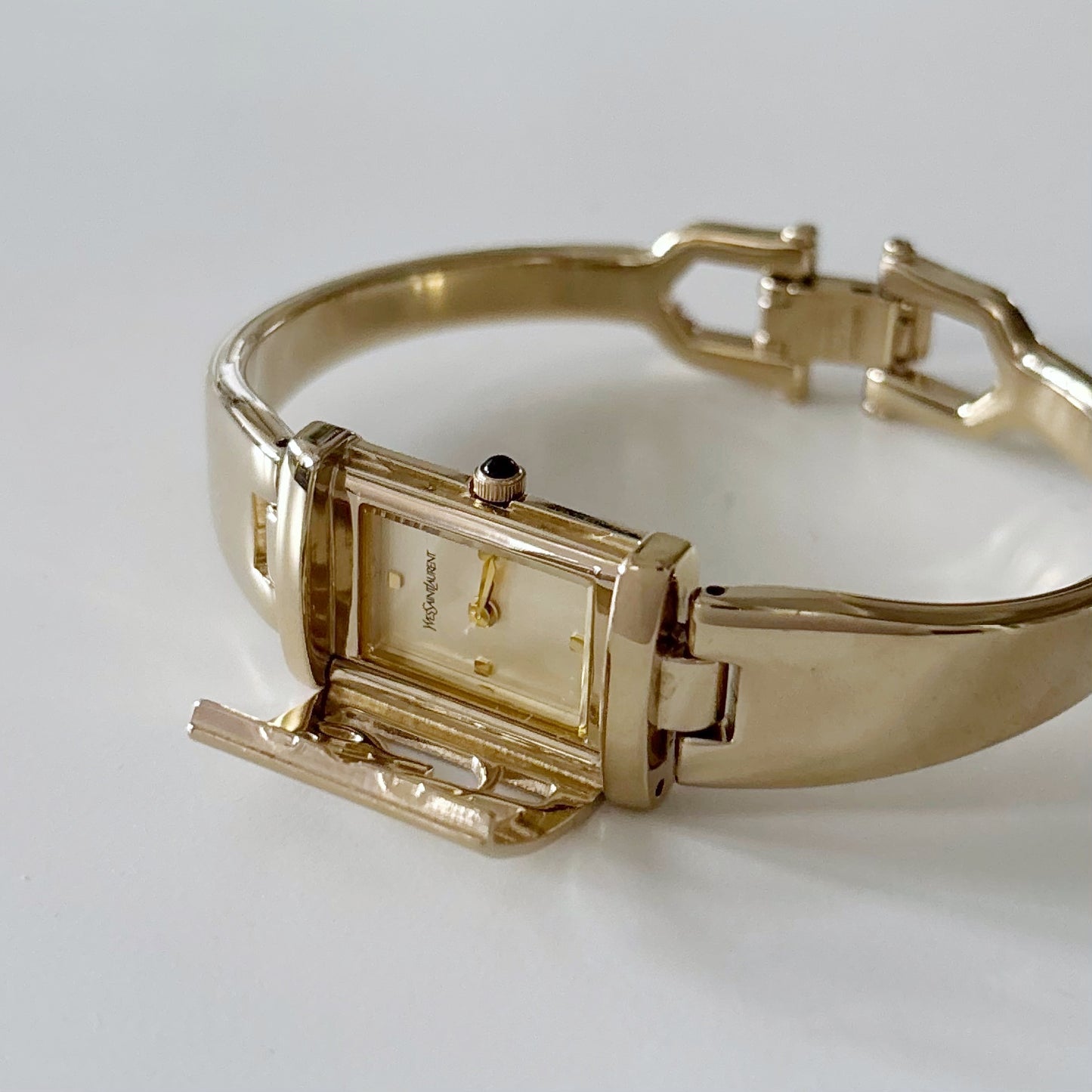 Yves Saint Laurent 1990s Gold Plated Bangle Watch