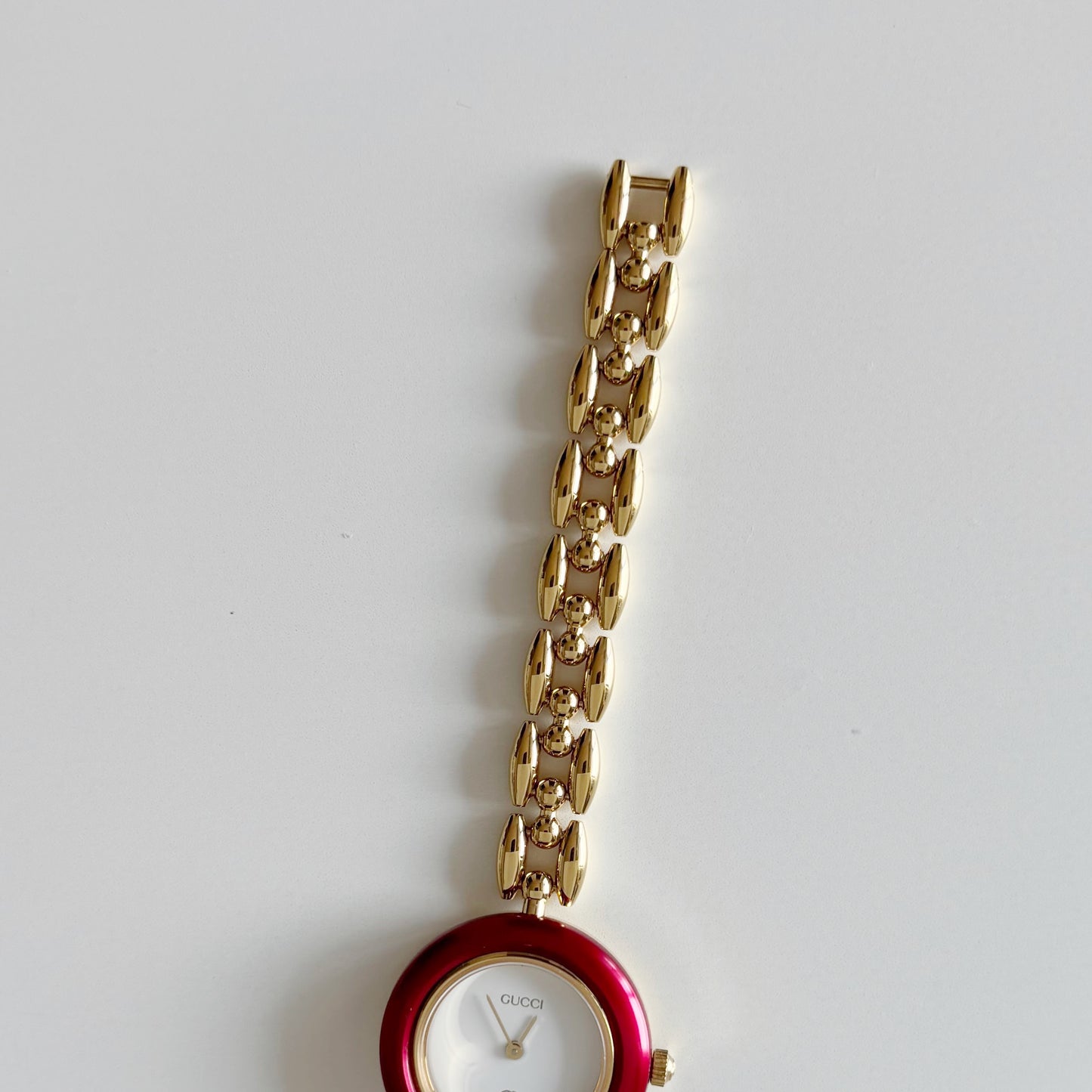 Gucci 1990s Interchangeable Bezel Gold Plated watch with 6 bezels, case (160cm)