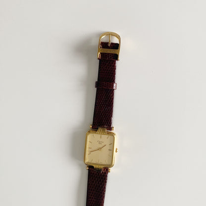 Dior 1990s Gold Dial Tank Gold Plated Watch (Large)