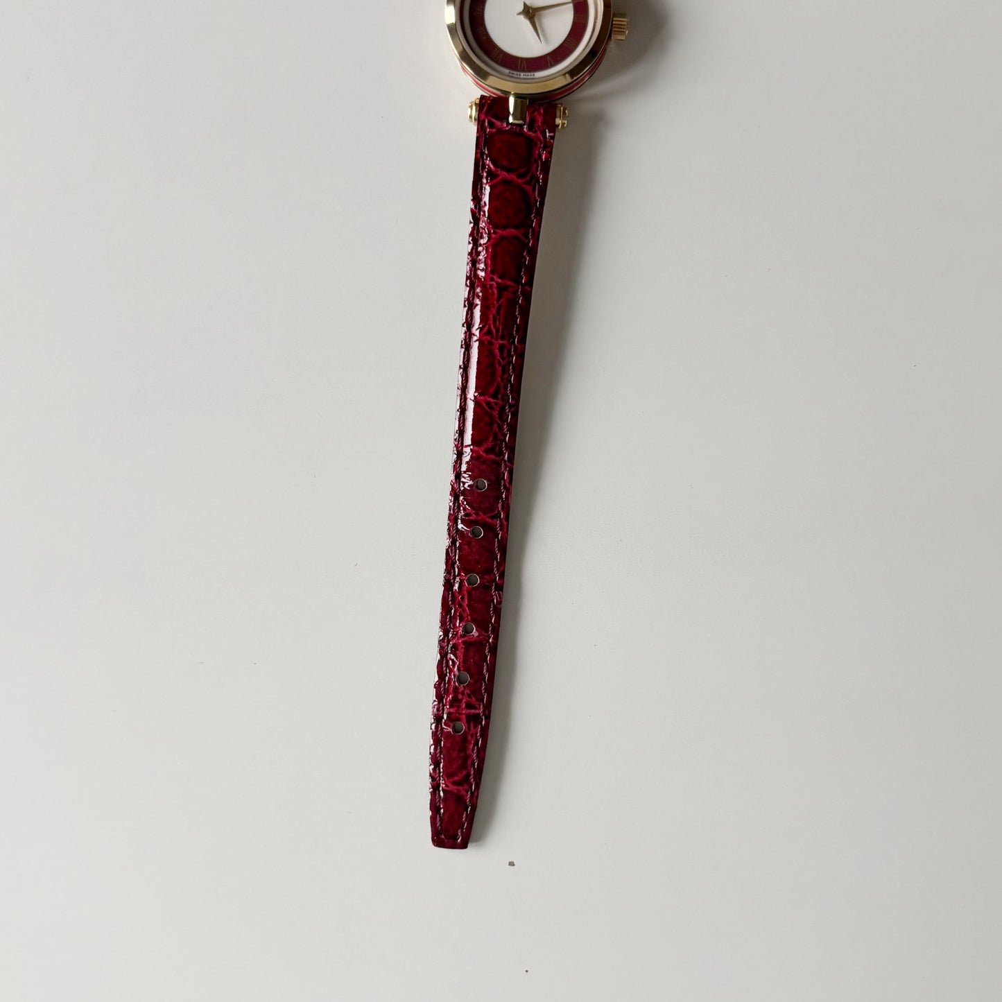 Gucci 1990s Sherry Red Round Dial  Gold Plated Watch