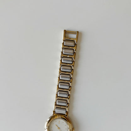 Yves Saint Laurent 1990s Round Dial Two Tone Watch