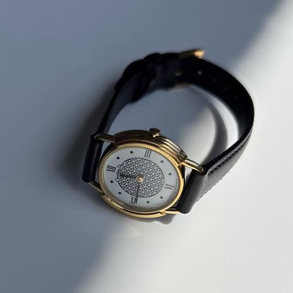 Dior 1990s DC Logo Round Dial Gold Plated Watch