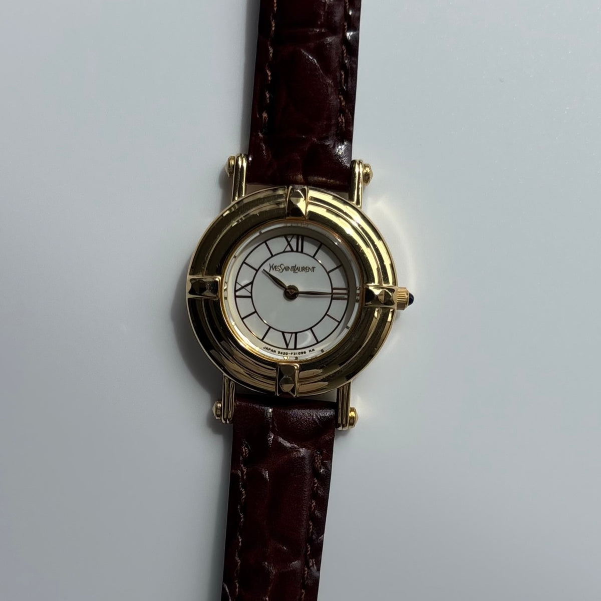 Yves Saint Laurent 1990s Round Dial Gold-Plated Watch