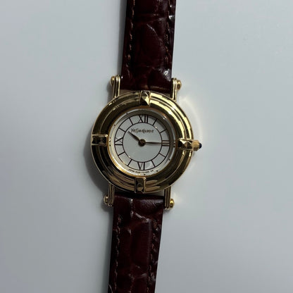 Yves Saint Laurent 1990s Round Dial Gold-Plated Watch