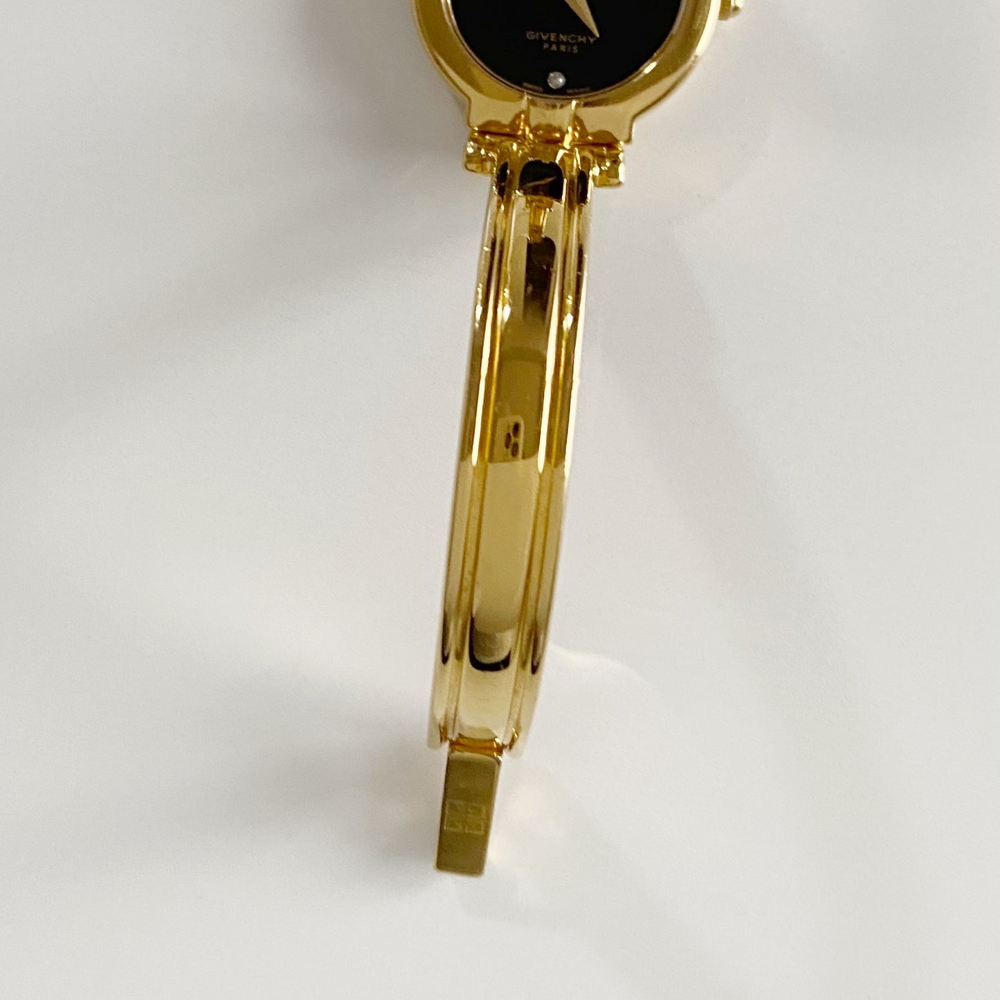 Givenchy 1990s Black Dial Gold Plated Bangle Watch