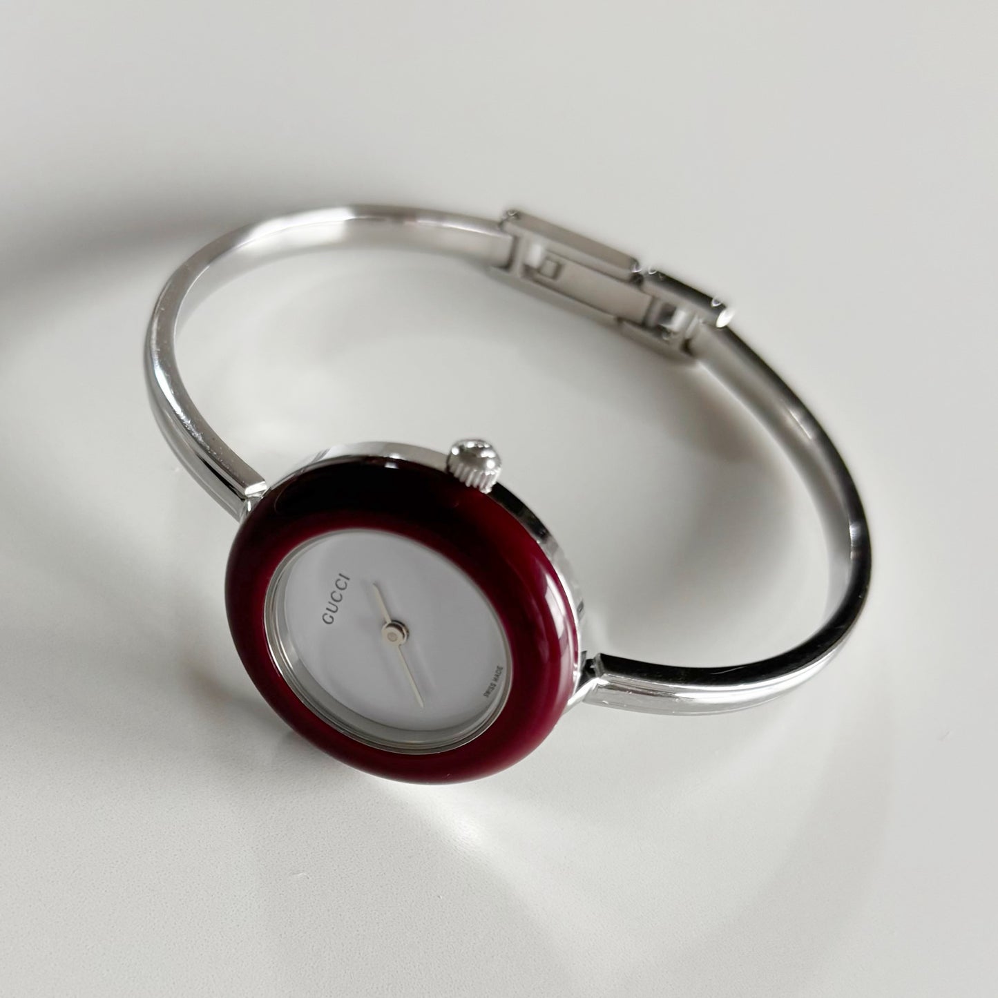 Gucci 1990s Interchangeable Bezel Stainless steel Bangle Watch with 12 bezels, case