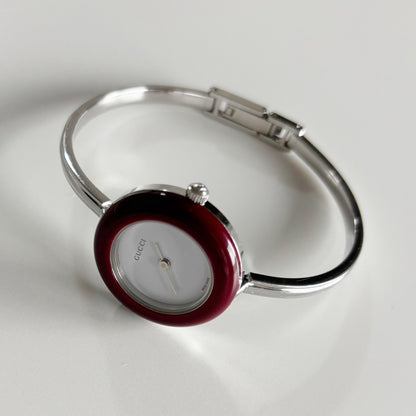 Gucci 1990s Interchangeable Bezel Stainless steel Bangle Watch with 12 bezels, case