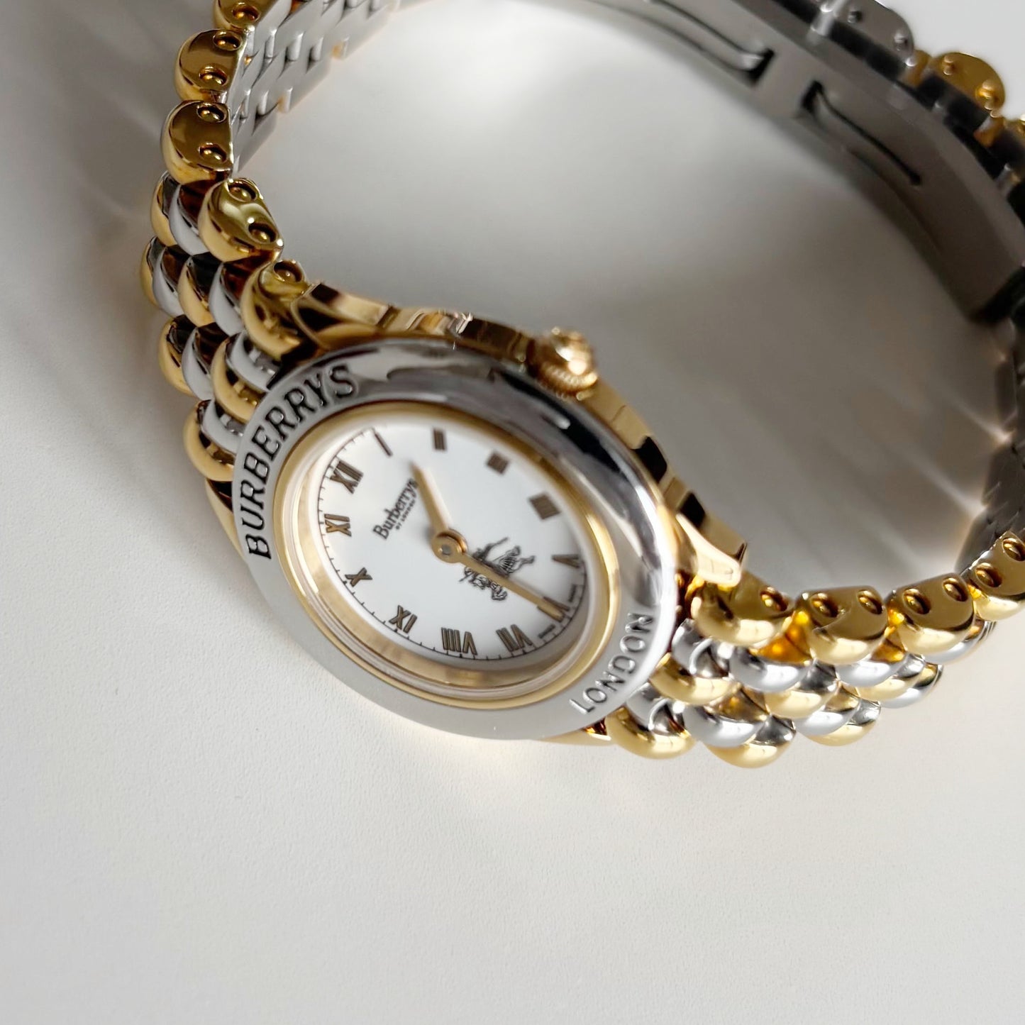 Burberry 1990s Round Dial Two Tone Watch