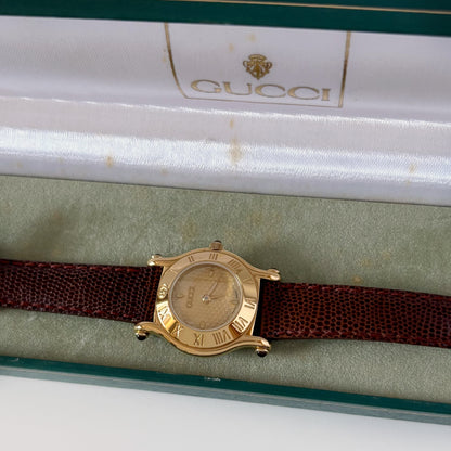 Gucci 1990s Round Dial Gold Plated Watch