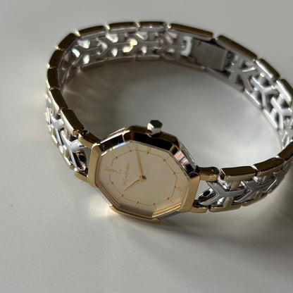Yves Saint Laurent 1990s Octagon Dial Two-Tone Gold-Plated Watch