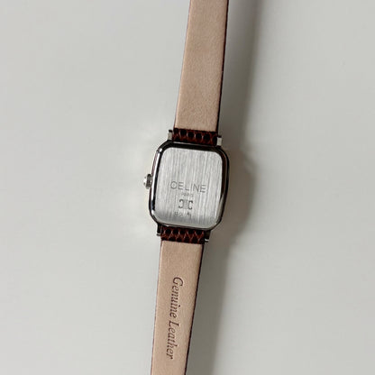 Celine 1980s Rectangular Dial Two Tone Watch