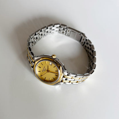 Dior 1990s Date Round Dial Two Tone Watch