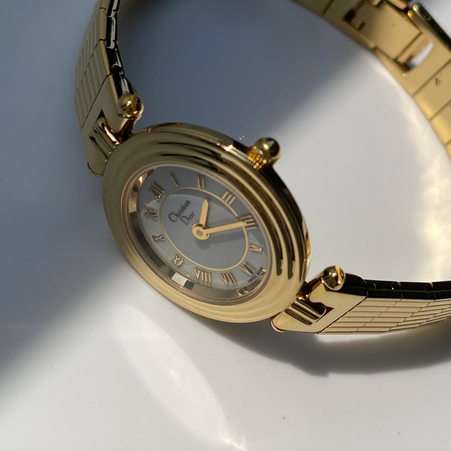 Dior 1990s Round Dial Gold Plated Watch
