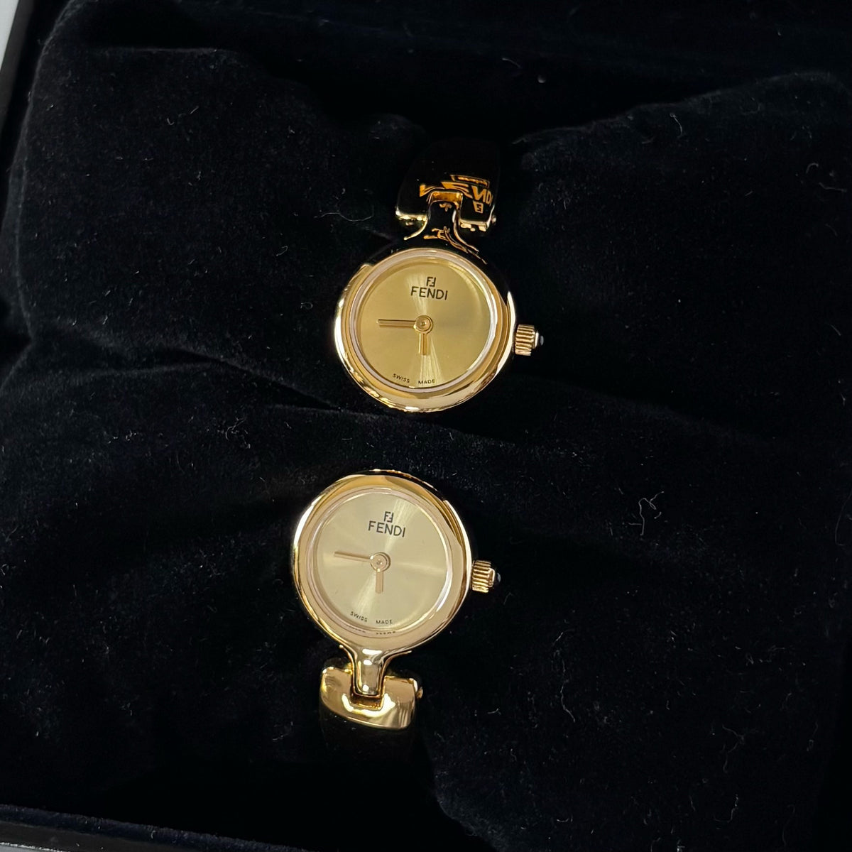 Fendi 1990s Double Face Gold-Plated Bangle Watch