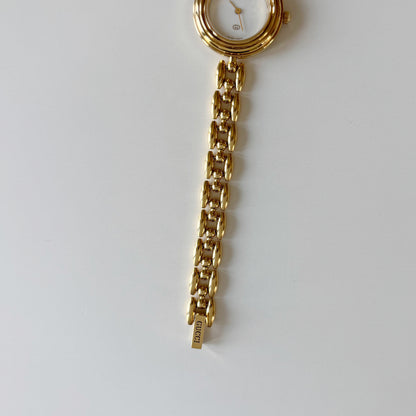 Gucci 1990s Interchangeable Bezel Gold Plated Rice Chain Watch with case, 6 bezels (165mm)