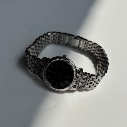 Yves Saint Laurent 1990s Dark Gray Round Dial Stainless Steel Watch
