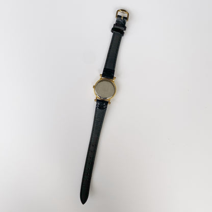 Givenchy 1990s Gold Plated Round Leather Watch