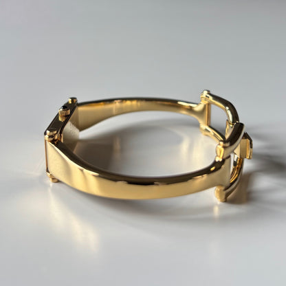 Gucci 1990s Gold Rectangular Dial Gold Plated Bangle Watch
