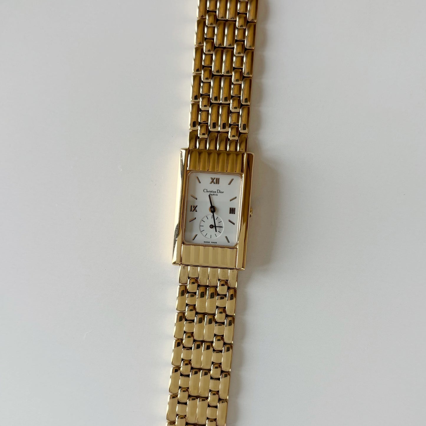 Dior 1990s Sub second Tank Gold Plated Watch