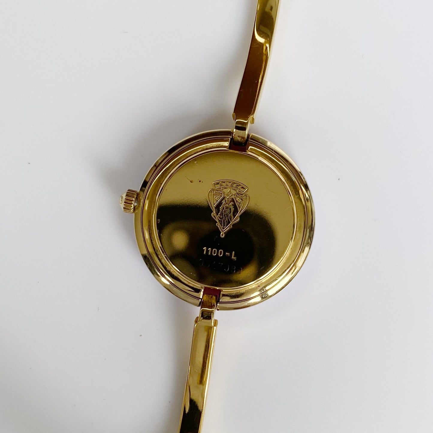 Gucci 1990s Interchangeable Bezel Gold Plated Bangle Watch with 12 bezels, case