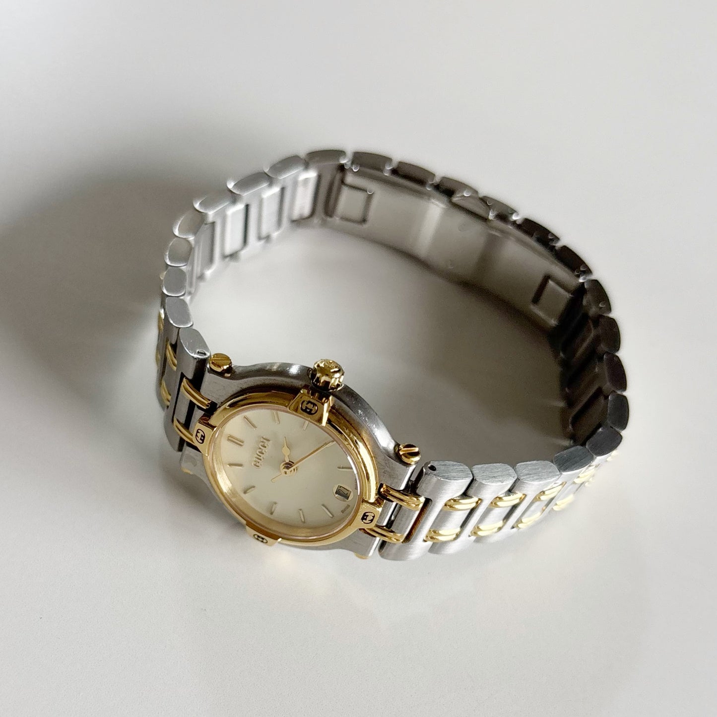 Gucci 1990s Date Round Dial Two Tone Watch