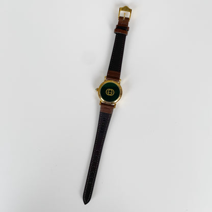 Gucci 1990s Date Gold Plated Round Watch