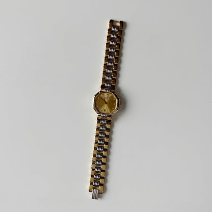 Dior 1990s Octagon Dial Two Tone Gold Plated Watch