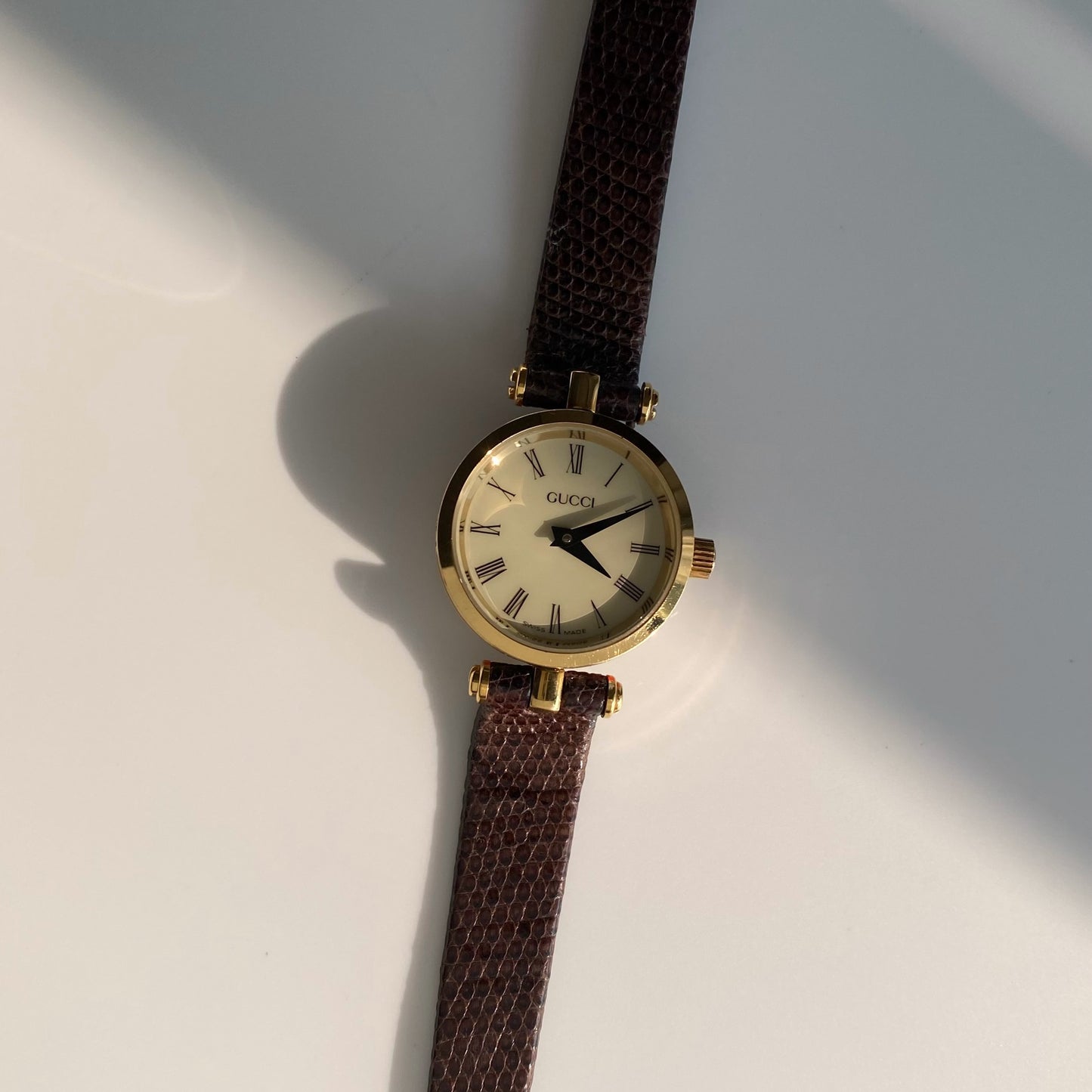 Gucci 1990s Gold Plated Round Watch