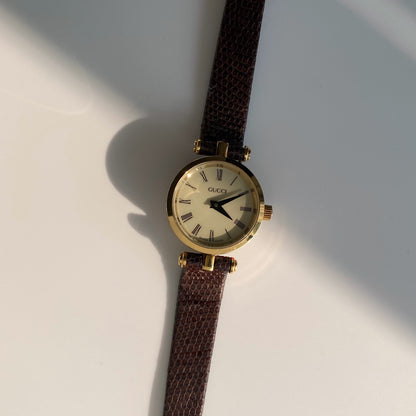 Gucci 1990s Gold Plated Round Watch