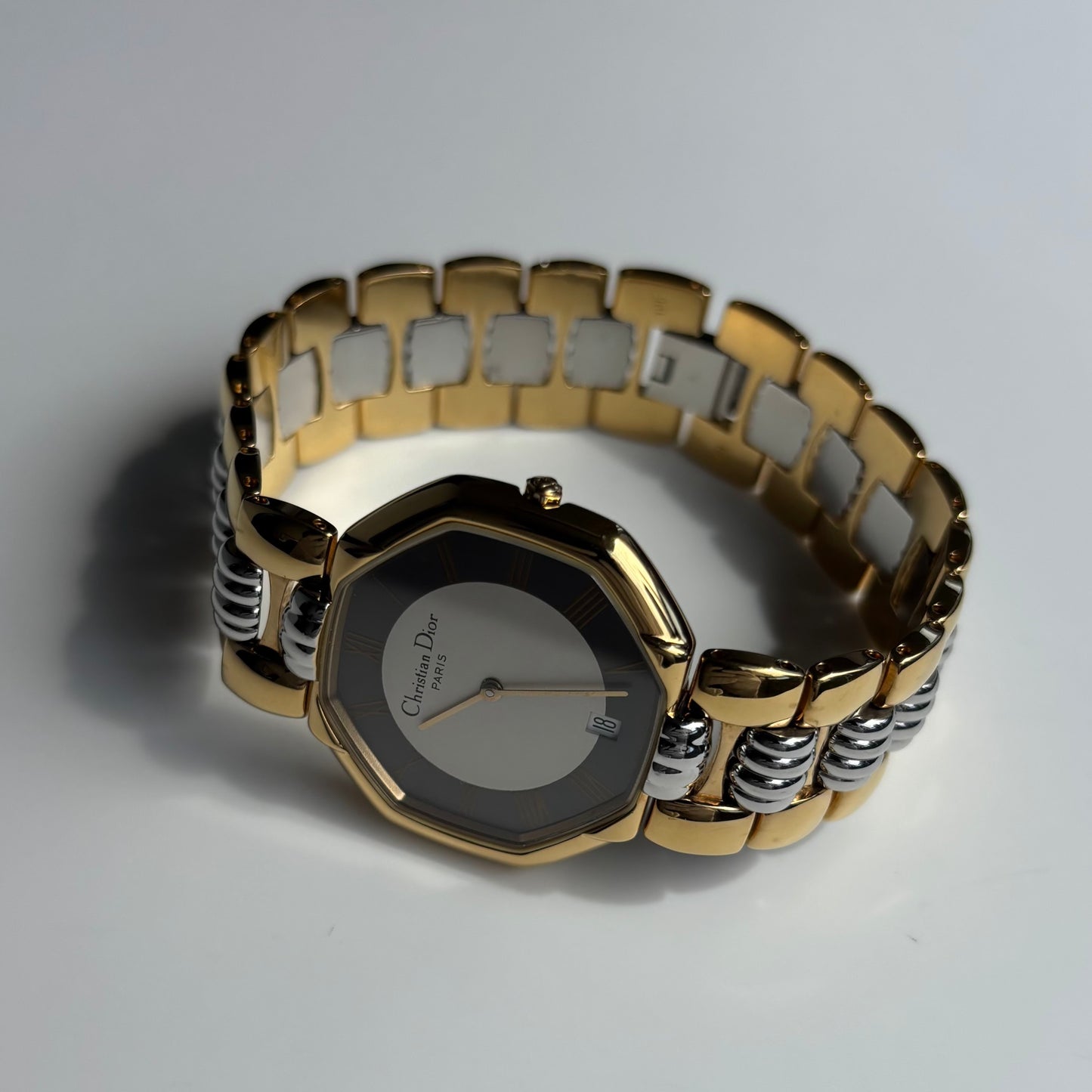 Dior 1990s Octagon Date Dial Two Tone Watch (Large) (5/31)