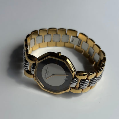 Dior 1990s Octagon Date Dial Two Tone Watch (Large) (5/31)