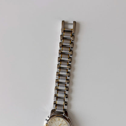 Yves Saint Laurent 1990s Round Dial Two Tone Watch