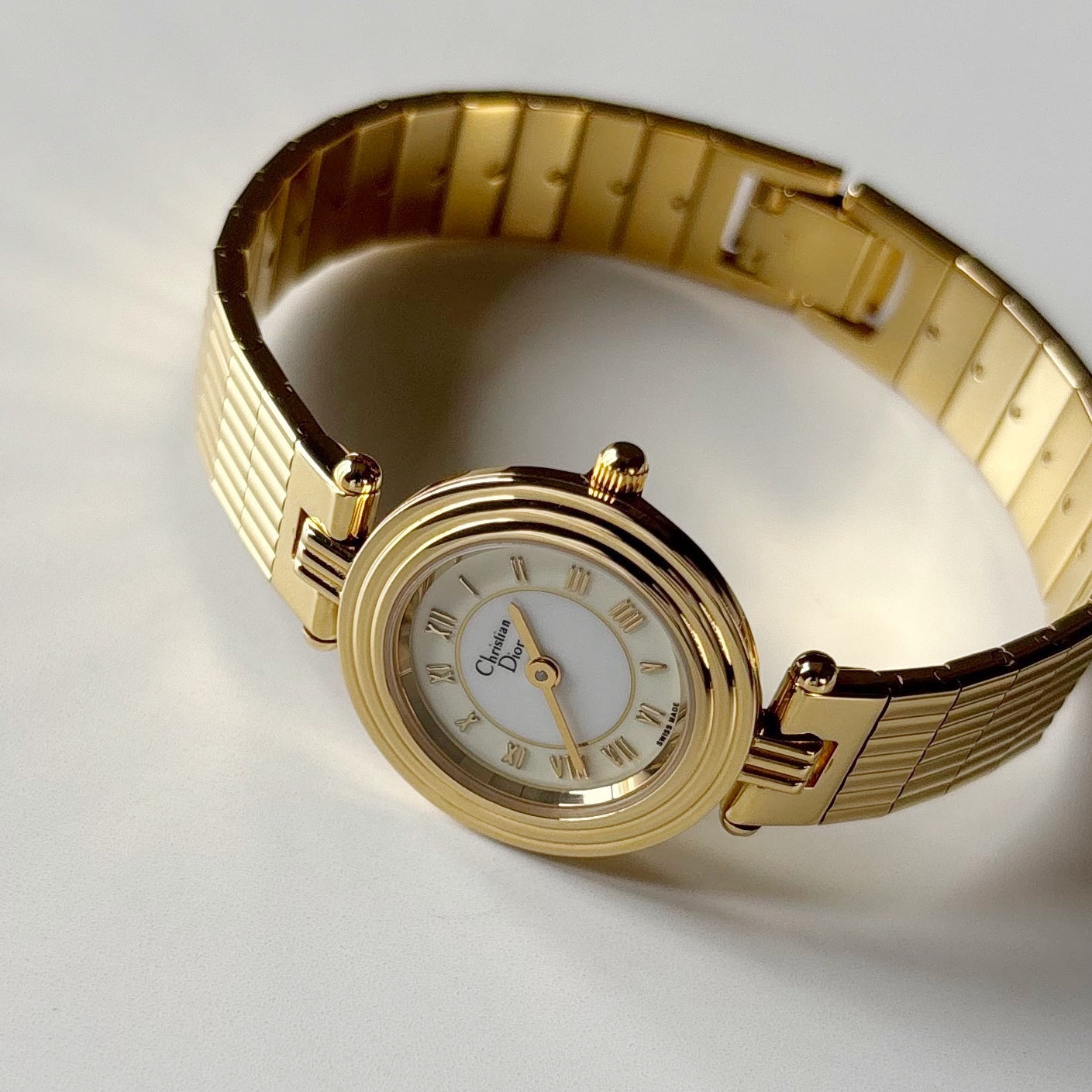 Dior 1990s Round Dial Gold Plated Watch