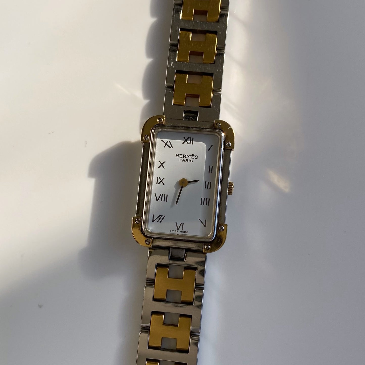 Hermes 1990s Two Tone Tank Watch