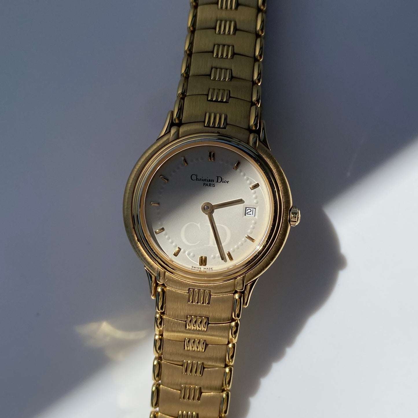 Dior 1990s Round Dial Gold Plated Watch