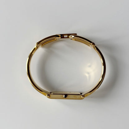 Gucci 1990s Seashell Dial Gold Plated Bangle Watch