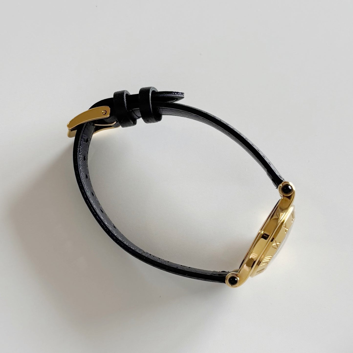 Gucci 1990s Black Dial Gold Plated Watch