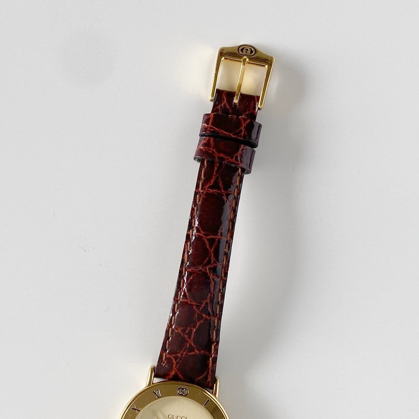 Gucci 1990s Gold Plated Round Watch