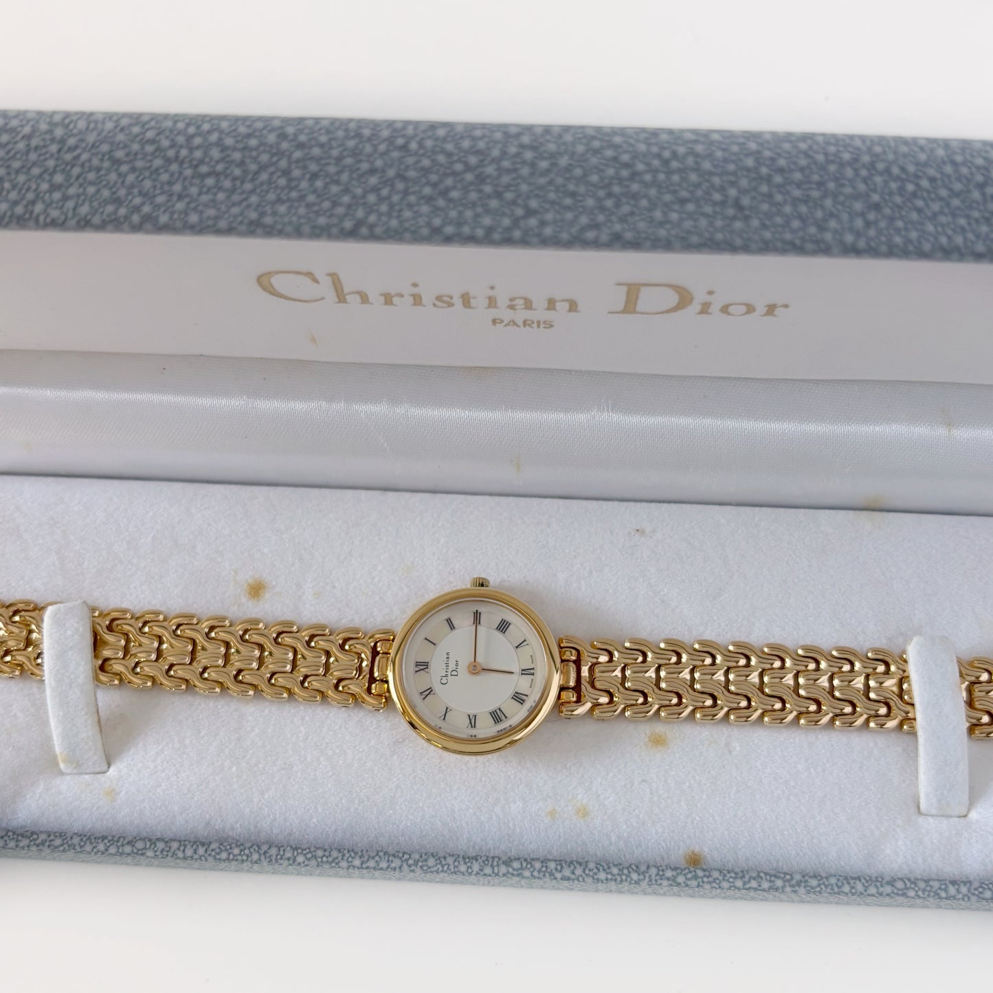 Dior 1990s Seashell Round Dial Gold Plated Watch