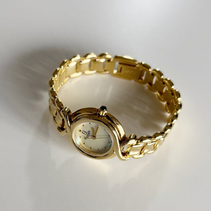 Fendi 1990s Seashell Dial Gold Plated Watch
