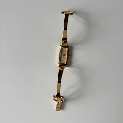 Gucci 1990s Seashell Dial Gold Plated Bangle Watch