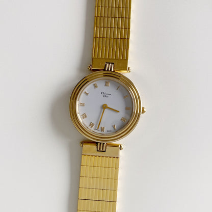 Dior 1990s Round Dial Gold Plated Watch (Large)