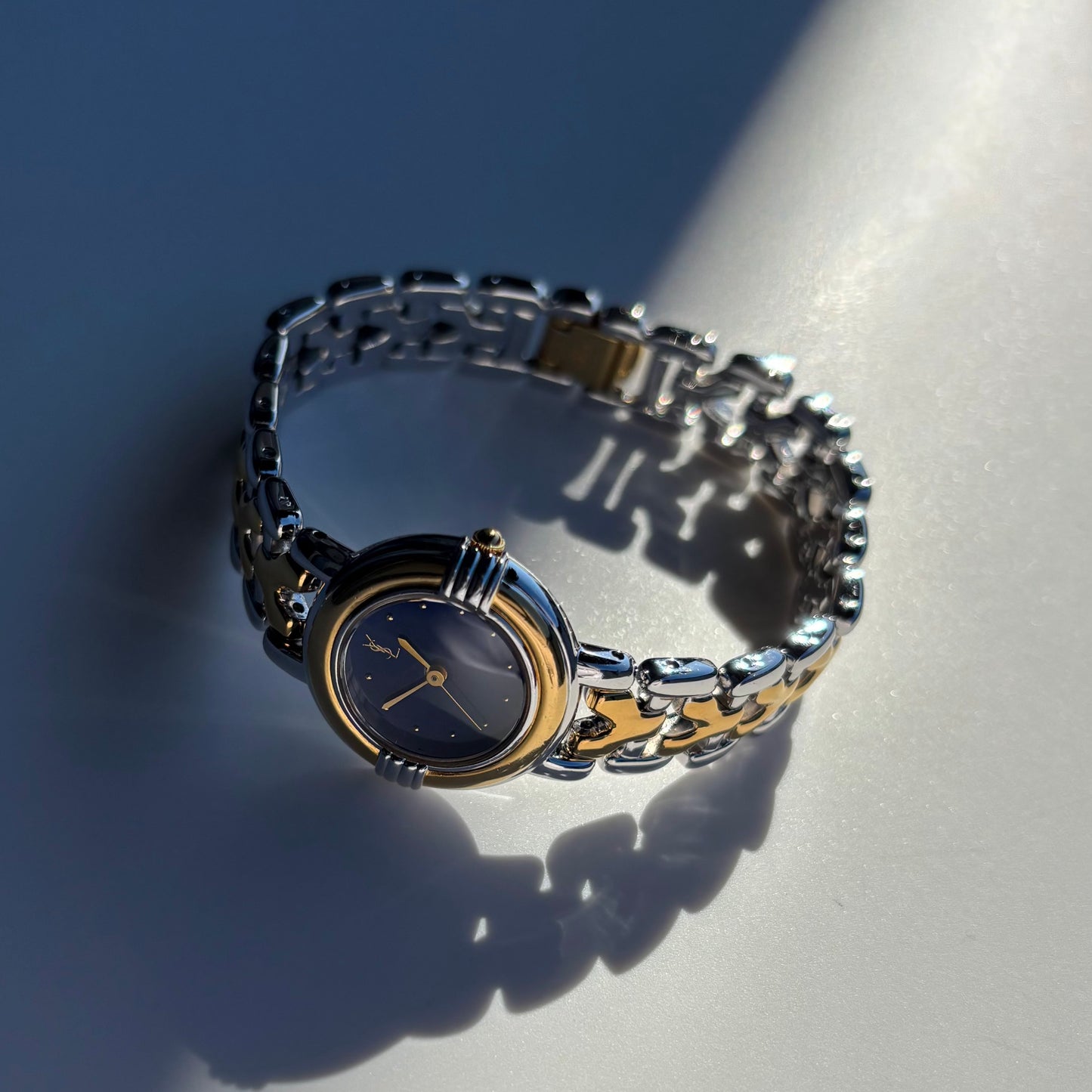 Yves Saint Laurent 1990s Round Dial Two Tone Watch