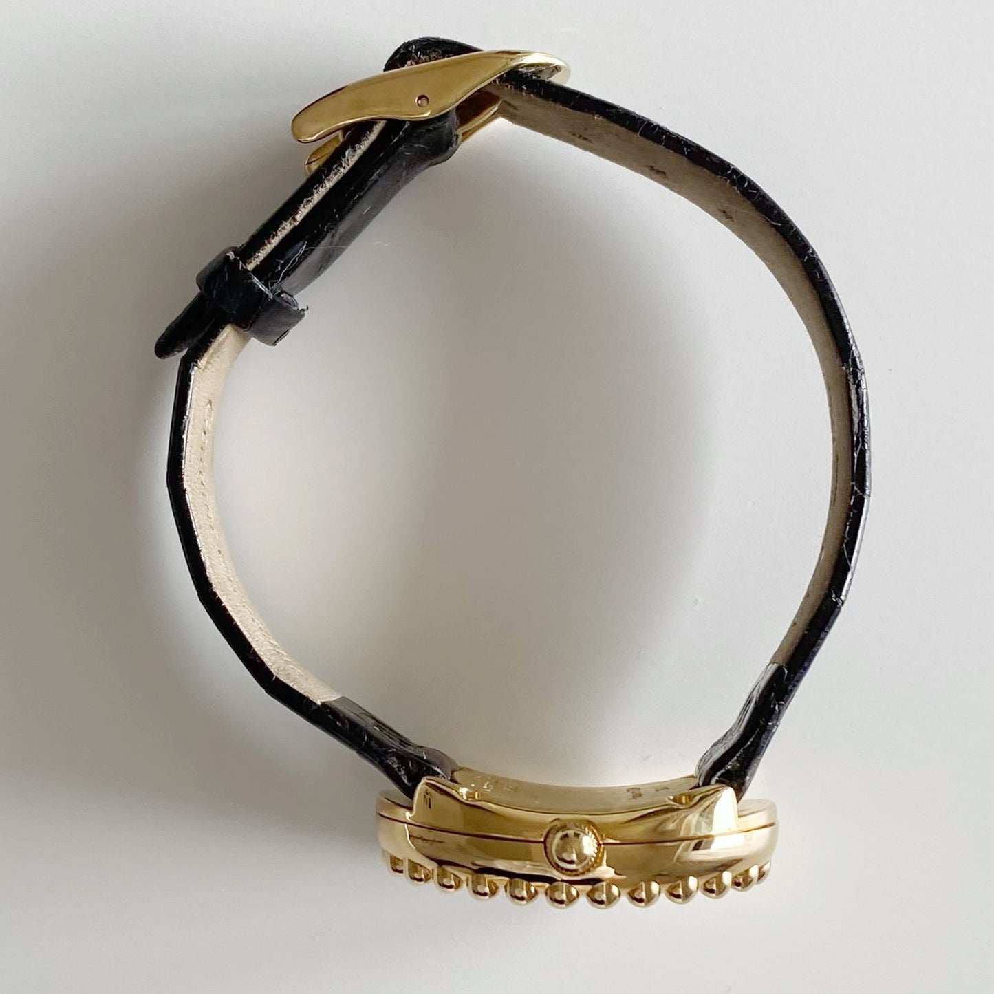 Dior 1990s Baignoire Gold Plated Leather Watch