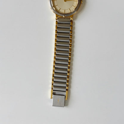 Yves Saint Laurent 1990s Round Dial Gold Plated Two Tone watch (Large)