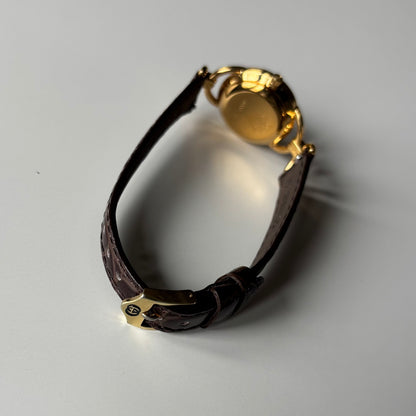 Gucci 1990s Cream Dial Horsebit Gold Plated Watch