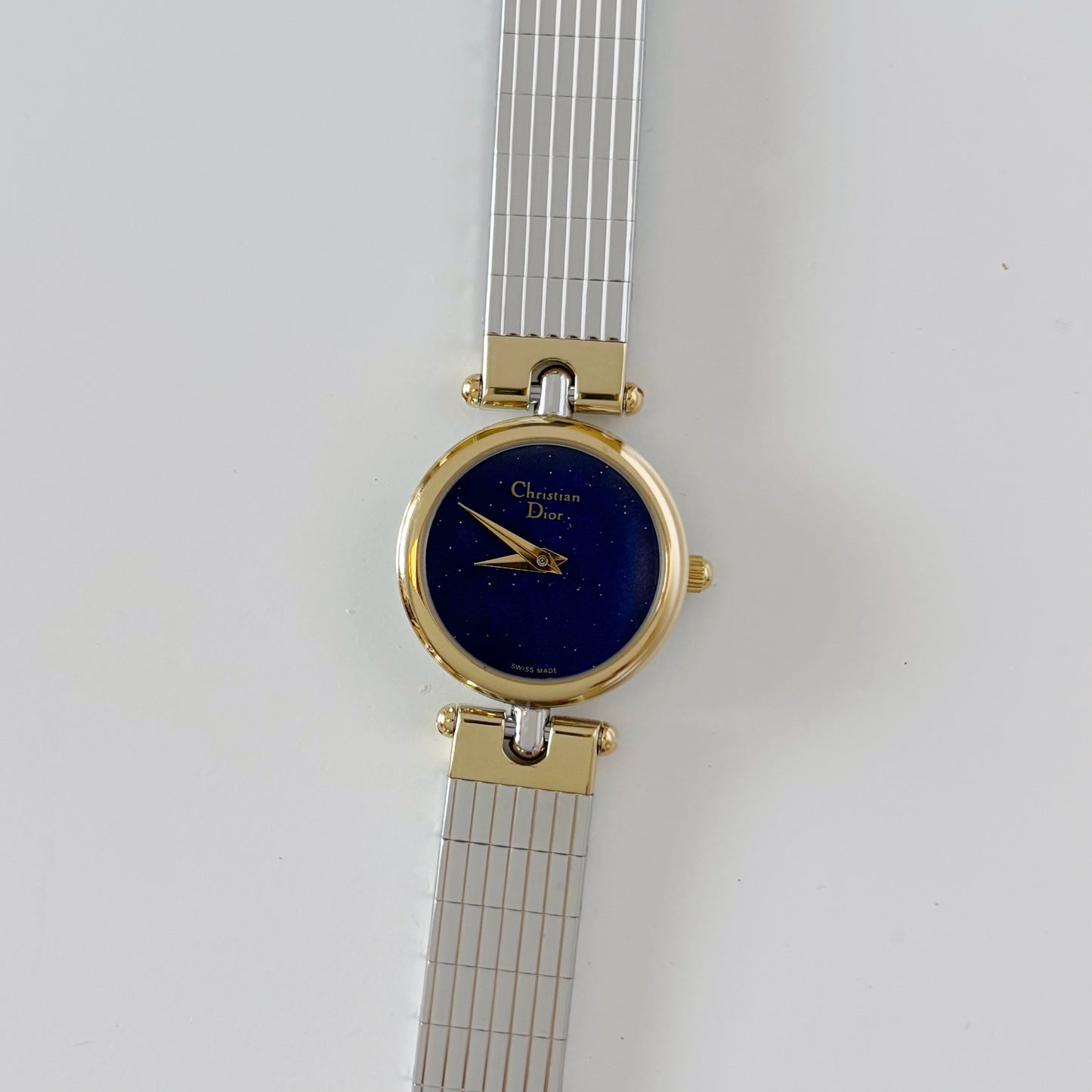 Dior 1990s Navy Dial Gold Plated Two Tone Watch