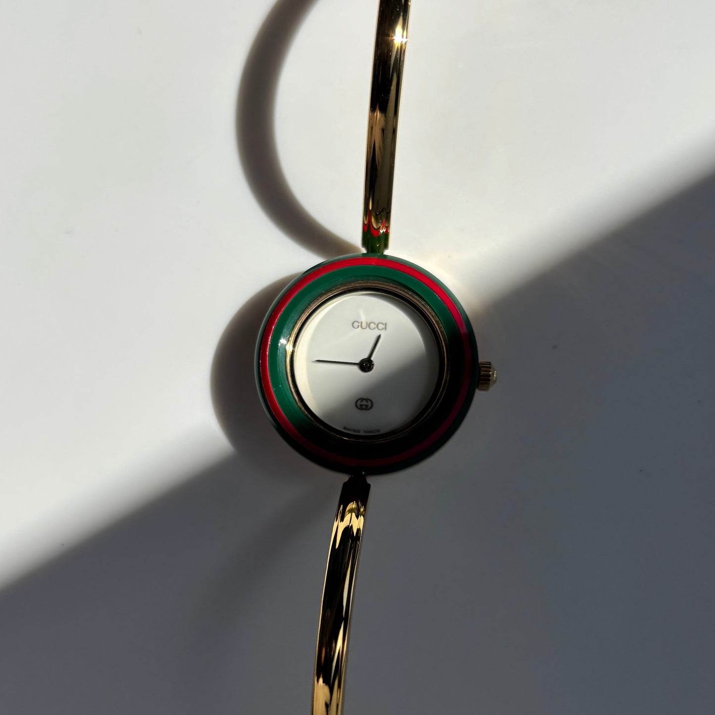 Gucci 1990s Interchangeable Bezel Gold Plated Watch with 12 bezels, case (Small)