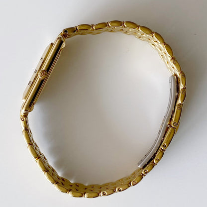 Gucci 1990s Gold Plated Rectangular Dial Watch